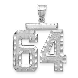 14k White Gold, Varsity Collection, Large D/C Pendant, Number 64